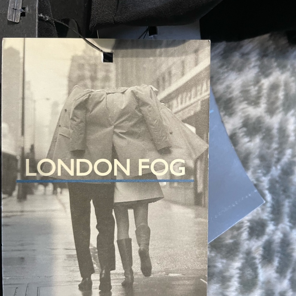 London Fog Black Trench Coat with Plaid Lining - Picture 11 of 11